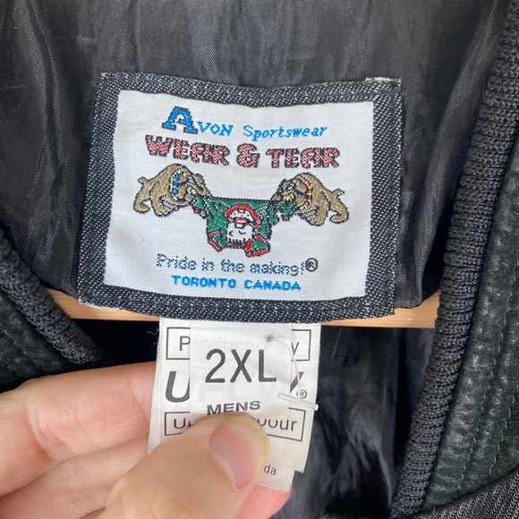 Vintage Teamsters Jacket 2XL XXL Black Suede Leather Sleeves Avon Coat Union USA - Picture 7 of 13